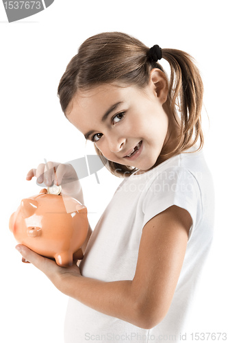 Image of Little girl with a piggy-bank