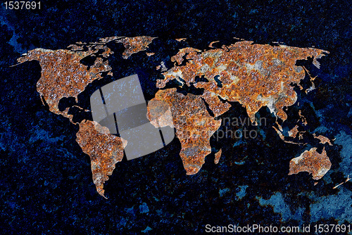 Image of Global warming, map of the earth being distroyed