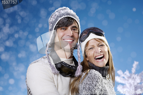 Image of happy ski couple