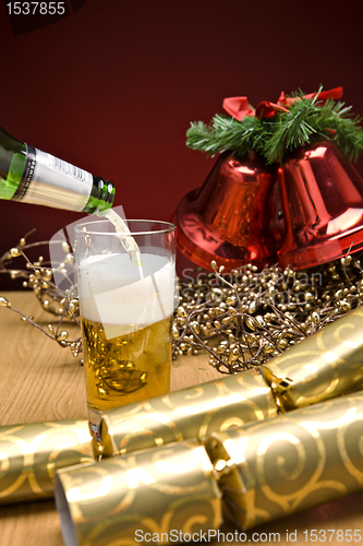 Image of beer on christmas table