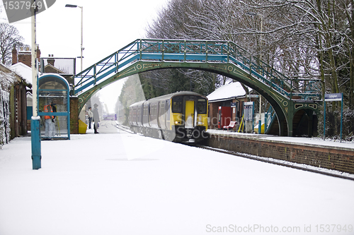 Image of train in the snow