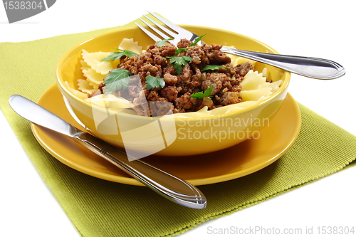 Image of Pasta with minced meat.