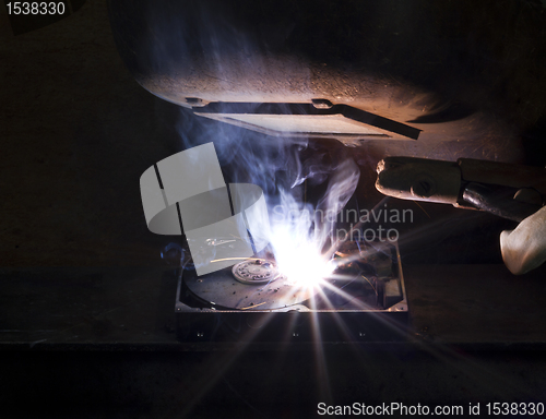 Image of welding on a hard drive