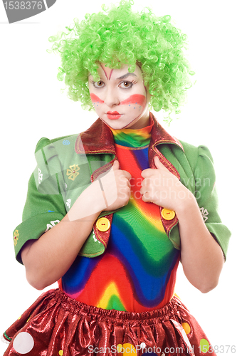 Image of Serious female clown