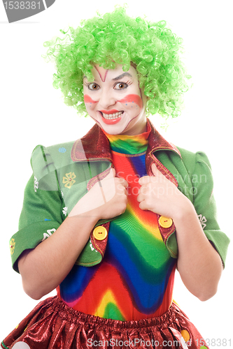 Image of Portrait of smiling female clown