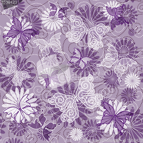 Image of Seamless violet floral pattern