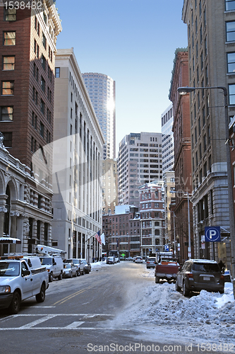 Image of Boston street scenery at winter time