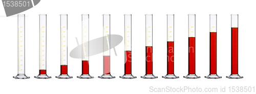 Image of measuring cylinders in a row