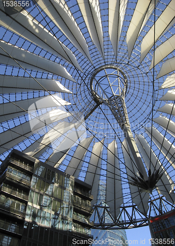 Image of sunny roof detail and blue sky