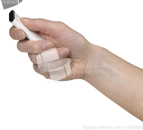Image of hand holding a remote control