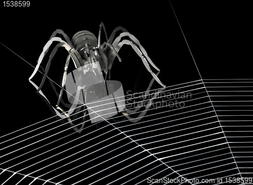 Image of metal spider and spiderweb