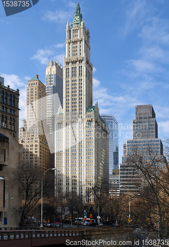 Image of New York city view with Woolworth Building