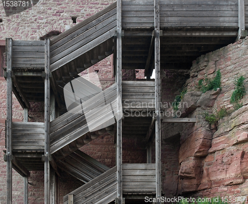 Image of wooden stairway at Wertheim Castle