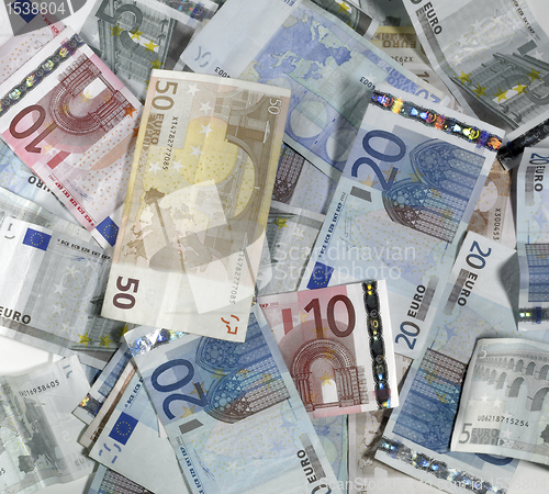 Image of crumbled euro banknotes