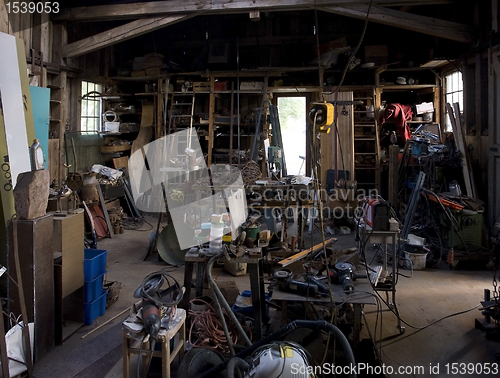 Image of inside a welding garage