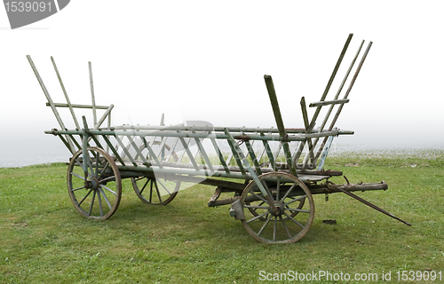 Image of historic hayrack on a meadow