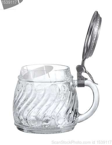 Image of glass tankard with metal cap