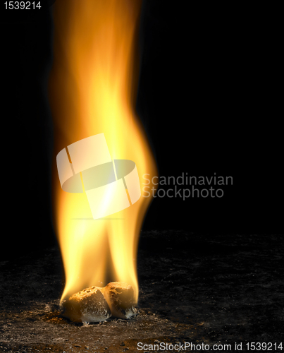 Image of big flame in dark back