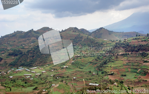 Image of clouded Virunga Mountains scenery