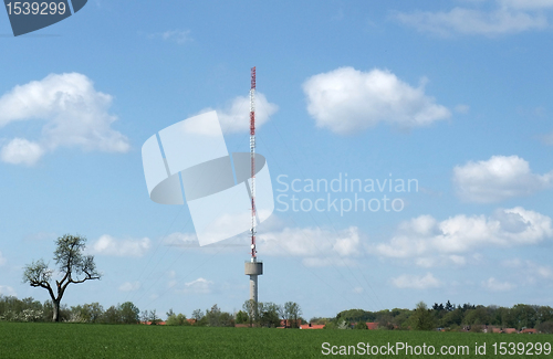 Image of radio tower in rural surrounding