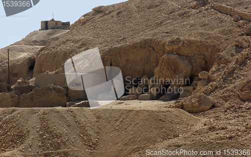 Image of rock cut tombs in Egypt