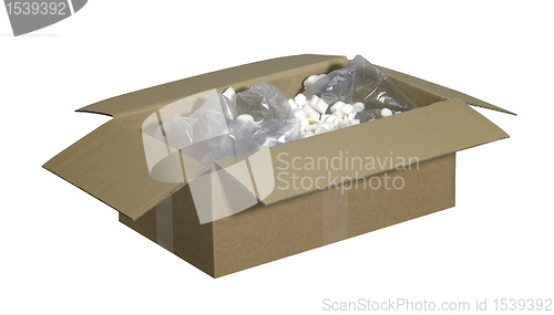 Image of open carton including filling material