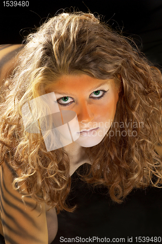 Image of bodypainted tiger girl portrait