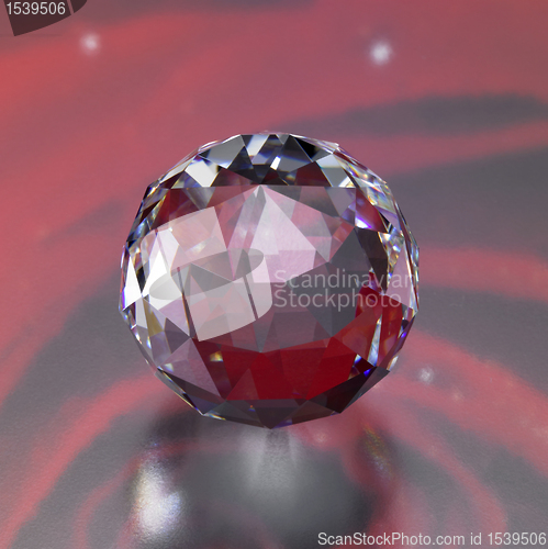 Image of twinkling diamond sphere in red back