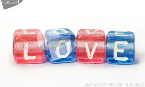 Image of Text Love on colorful cubes