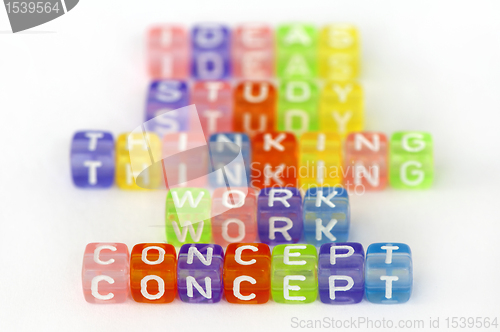 Image of Text Concept on colorful cubes