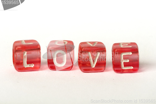 Image of Text Love on colorful cubes
