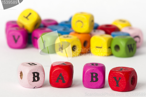 Image of Text baby on colorful cubes