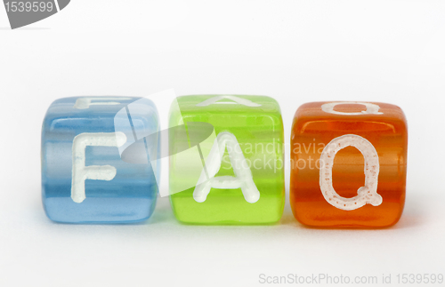 Image of Text FAQ on colorful cubes