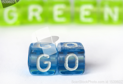 Image of Text Go green on colorful cubes