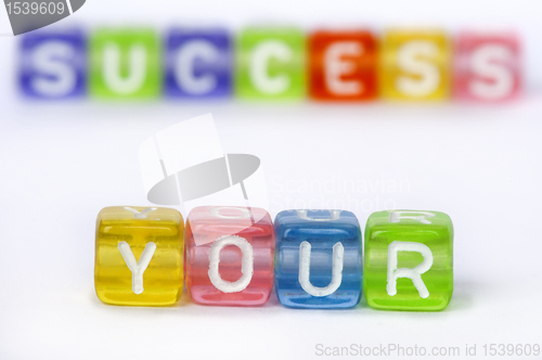 Image of Text Your success on colorful wooden cubes