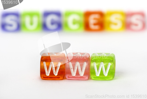 Image of Text WWW and success on colorful cubes