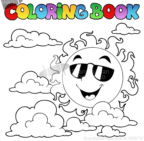 Image of Coloring book with Sun and clouds 1