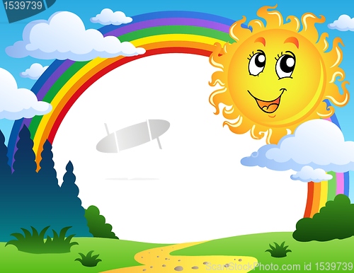 Image of Landscape with rainbow and Sun 2