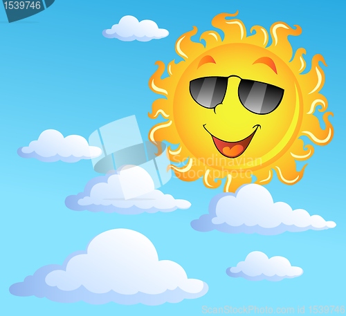 Image of Sun with clouds theme 3
