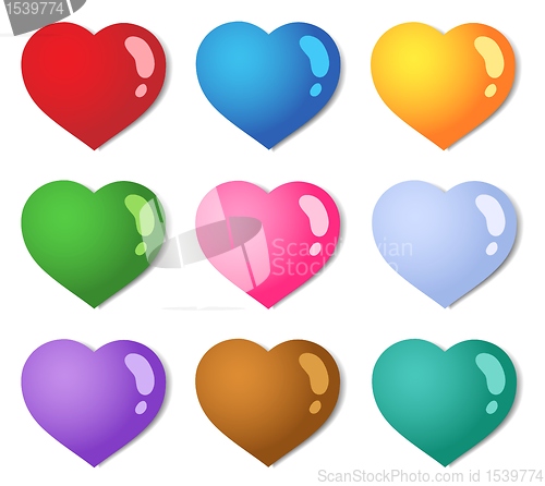 Image of Various color hearts collection 1