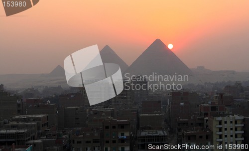 Image of Sunset and the pyramids