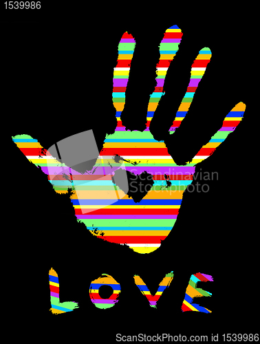 Image of handprint with love