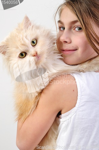 Image of chilld with a Persian cat
