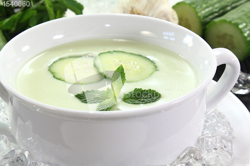 Image of iced cucumber soup with garlic