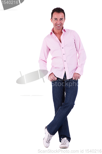 Image of Portrait of a handsome middle-age man, isolated on white background