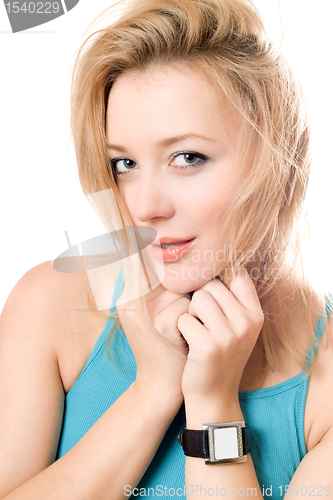 Image of Closeup portrait of attractive young blonde