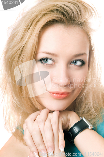 Image of Closeup portrait of a young blonde