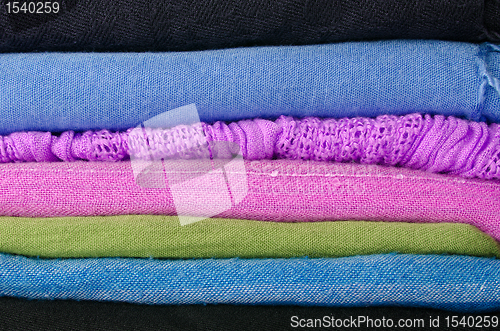 Image of Pile of colorful scarves