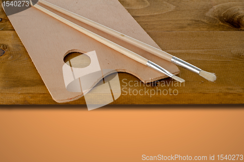 Image of Painting brushes and art pallete