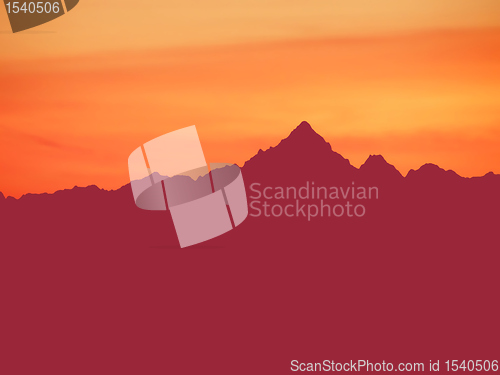 Image of Mountain sunset skyline